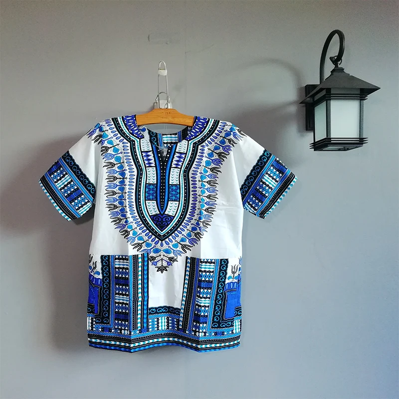 Dashiki Algodão África Vestuário para Crianças, Traje de Performance, T-Shirt, Top Estampado Tradicional, Blusa para Homens e Mulheres