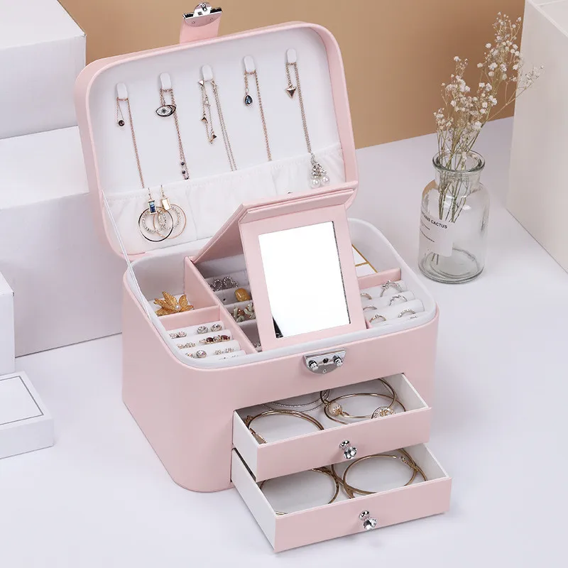 Fashion Design Leather Jewelry Box Jewelry Case Jewelry Package Storage Large Space Jewelry Ring Necklace Bracelet Hot Selling