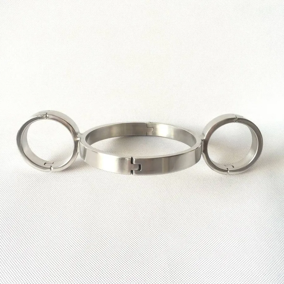 New Stainless Steel Pillory Fix Neck Ring Collar Handcuffs Wrist Restraint Bondage Lock Yoke Adult BDSM Sex Toy For Male Female