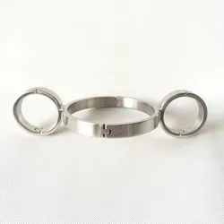 New Stainless Steel Pillory Fix Neck Ring Collar Handcuffs Wrist Restraint Bondage Lock Yoke Adult BDSM Sex Toy For Male Female