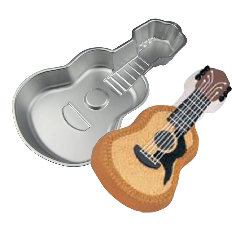 

DIY Cake Bakeware Tools Music Guitar Shape Cake Pan Metal Cake Mold Decorating Aluminum Alloy Fondant Cake Mould Baking Pan