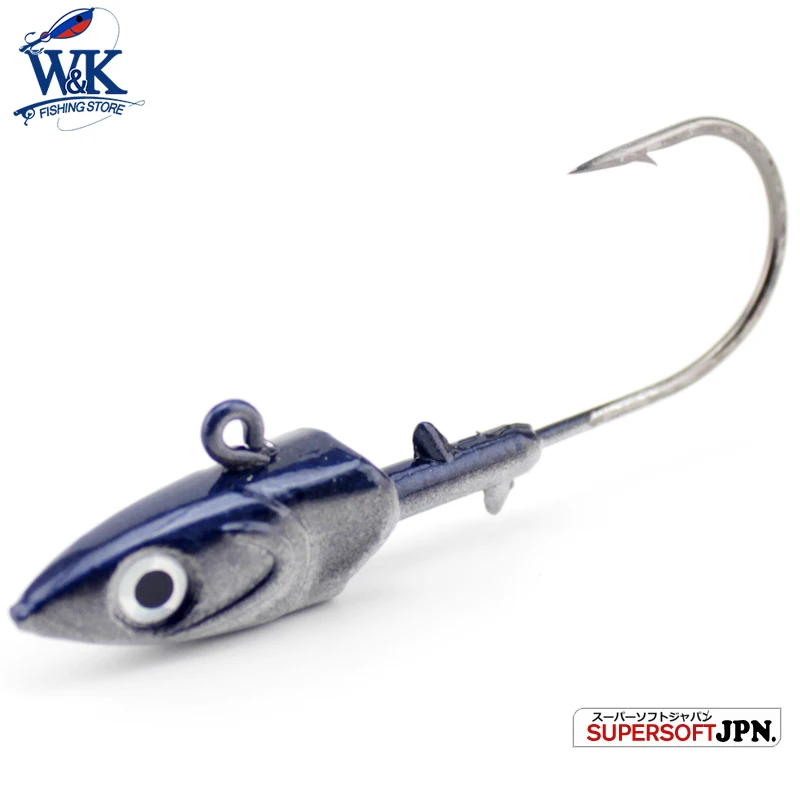 WK Fishing Hook 20g 30g 40g Jig Head Hook for Soft Shad Lure 2pcs/lot Strong Jig Head Jigging Bait Lead Lure