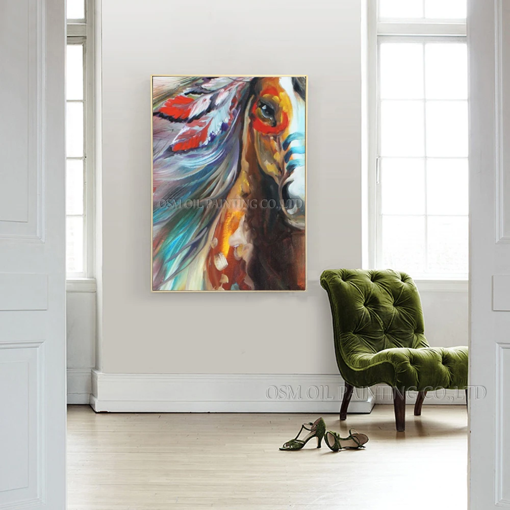 

Unique Art Gift High Quality Horse Oil Paints Abstract Pop Horse Oil Painting On Canvas Handmade Animal Indian Horse Paintings