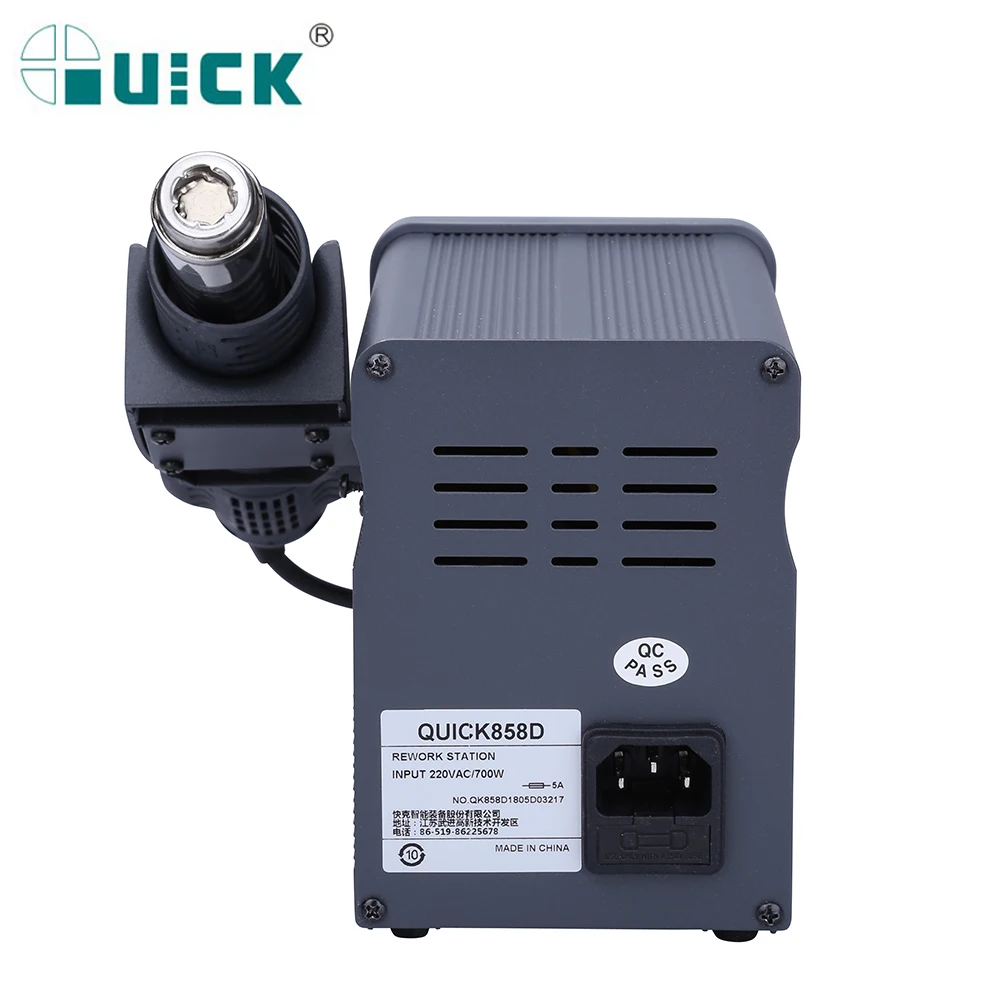 QUICK 858D 110V/220V 700W Hot Air Soldering Station LED Digital Display Soft Wind Hot Air Heat Gun SMD BGA Rework Station