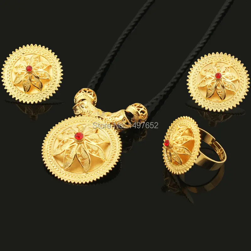 Newest Ethiopian jewelry sets  Gold Color Habesha Jewelry sets for Ethiopian/African Christmas Gifts