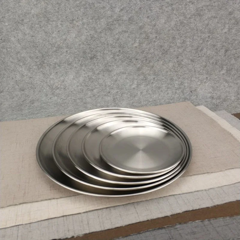 50pcs/lot 14 17 20 23 26cm  Kroean Style Stainless Steel Dinnerware Dinner Dish Flat Plate Tableware Canteen Severing Tray