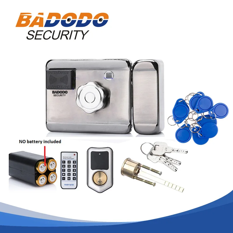 10 tags Electric lock & gate lock Access Control system Electronic integrated RFID Door Rim lock with IC reader 13.56MHZ