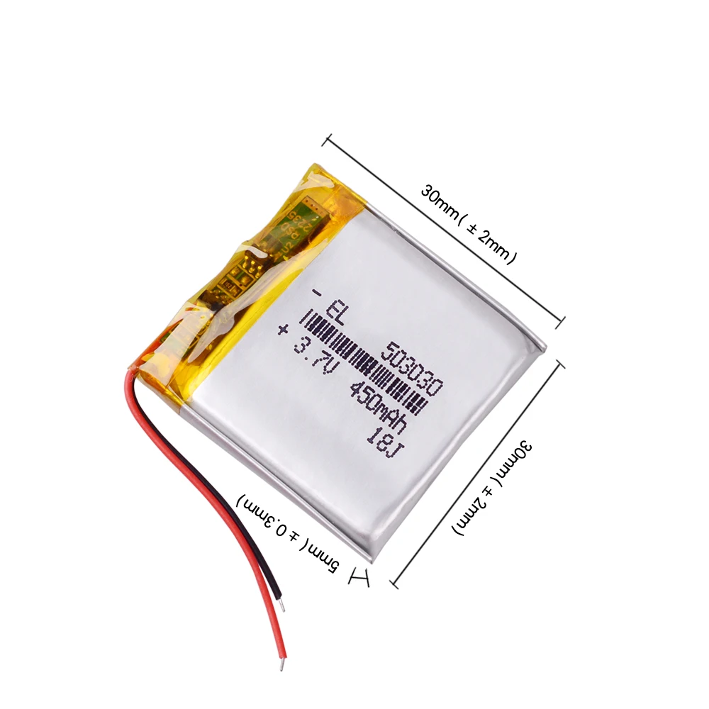 503030 3.7V 450mAh Rechargeable  li-Polymer Li-ion Battery For DVR GPS PSP PDA MP3 MP4  bluetooth headset  smart phone 053030