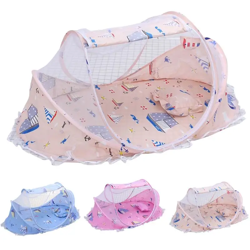 3PCS Foldable Anti-Mosquito Breathable Baby Mosquito Net Travel Bed Set Folding Pop Up Baby Sleep Tent With Pillow & Music Bag