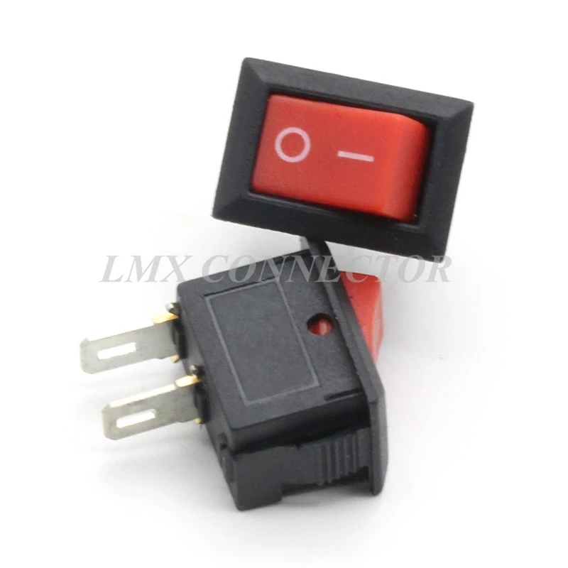 10Pcs Red Push Button Switch 3A 250V KCD11 2Pin Snap-in On/Off Rocker Switch 10x15mm Copper