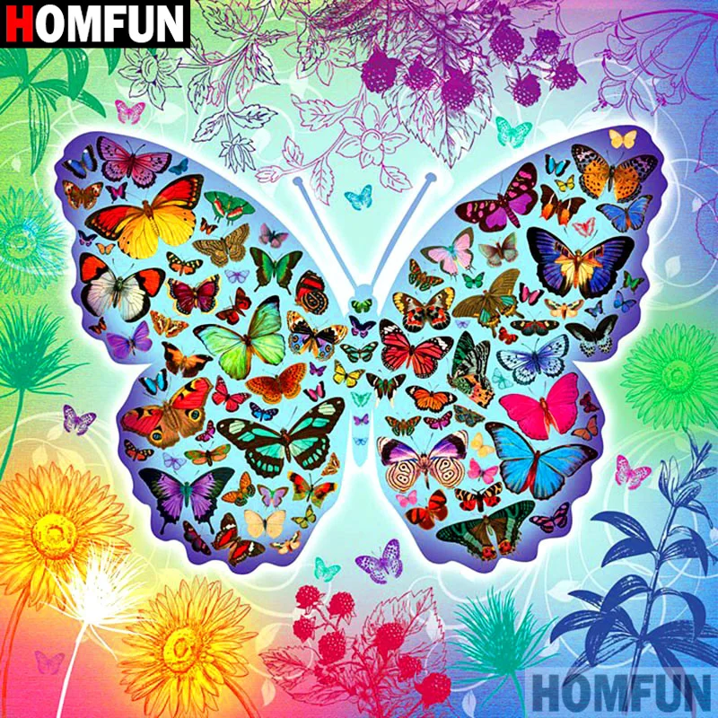 

HOMFUN Full Square/Round Drill 5D DIY Diamond Painting "Flower butterfly animal" 3D Embroidery Cross Stitch 5D Decor Gift A16847