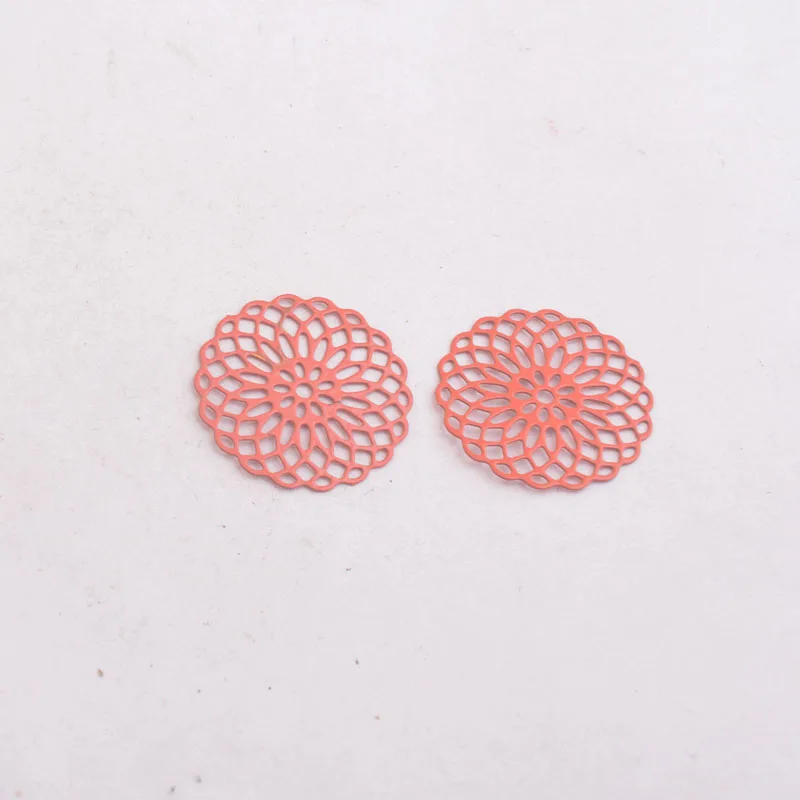 50 Stück AC2673 25mm Runde Charms Metall-Schmuck Filigran-Ohrring-Zubehör – Detail 14