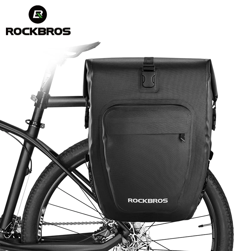 

ROCKBROS 27L Bicycle Bags Waterproof Foldable Cycling MTB Bike Bags Reflective Panniers Long Travel Luggage Bag Bike Accessories