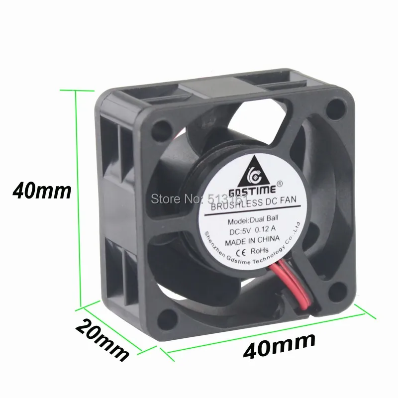 

Gdstime 5V 2 Pin 40mm Computer Cooler Ball Bearing 4cm 4020 40x40x20mm Small Cooling Fan PC