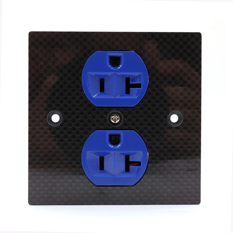 

85 x 85 x 5 mm HI-End power Duplex Receptacle Copper Carbon Fiber US power Outlet HIFI Socket