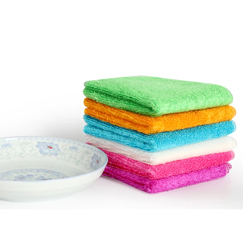 Bamboo fiber dish towel polyester cloth thick bamboo fiber washing cloth do not dip oil water absorbent kitchen washing towel