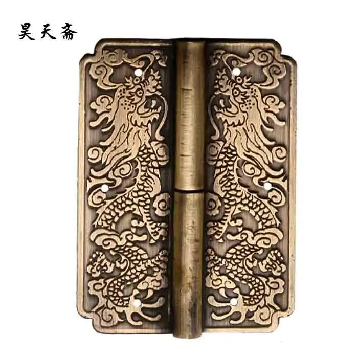 [Haotian vegetarian] antique copper fittings / carved hinge / full copper hinge / Yunlong paragraph HTF-021