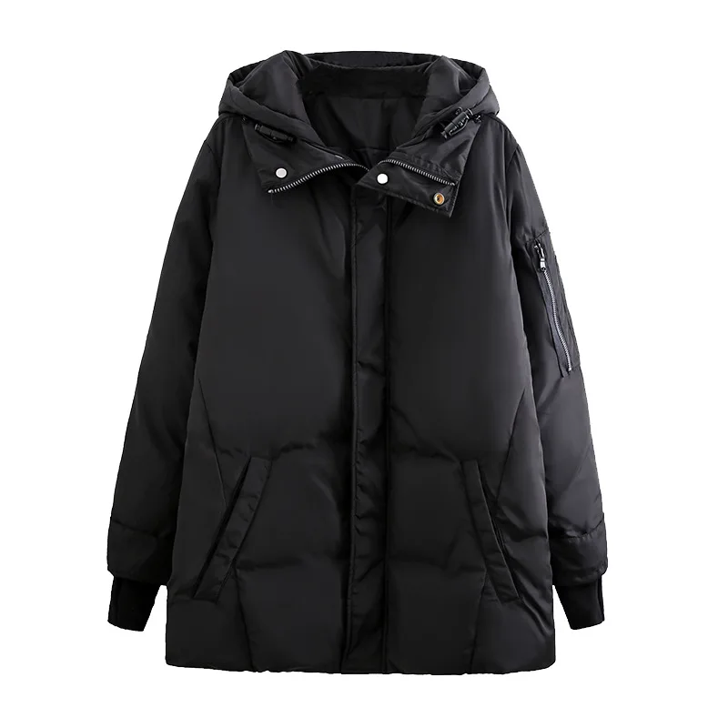 Veste d'hiver en coton grande taille pour femme, coupe-vent, manteau épais et chaud en coton, Double poche, Parka noire de base, 2019