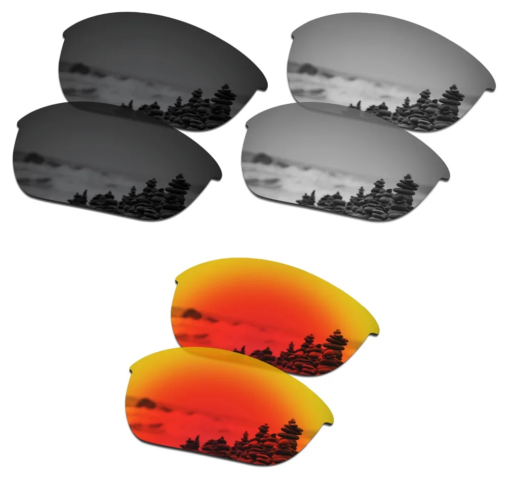 

SmartVLT 3 Pairs Polarized Sunglasses Replacement Lenses for Oakley Half Jacket 2.0 Stealth Black & Silver Titanium & Fire Red