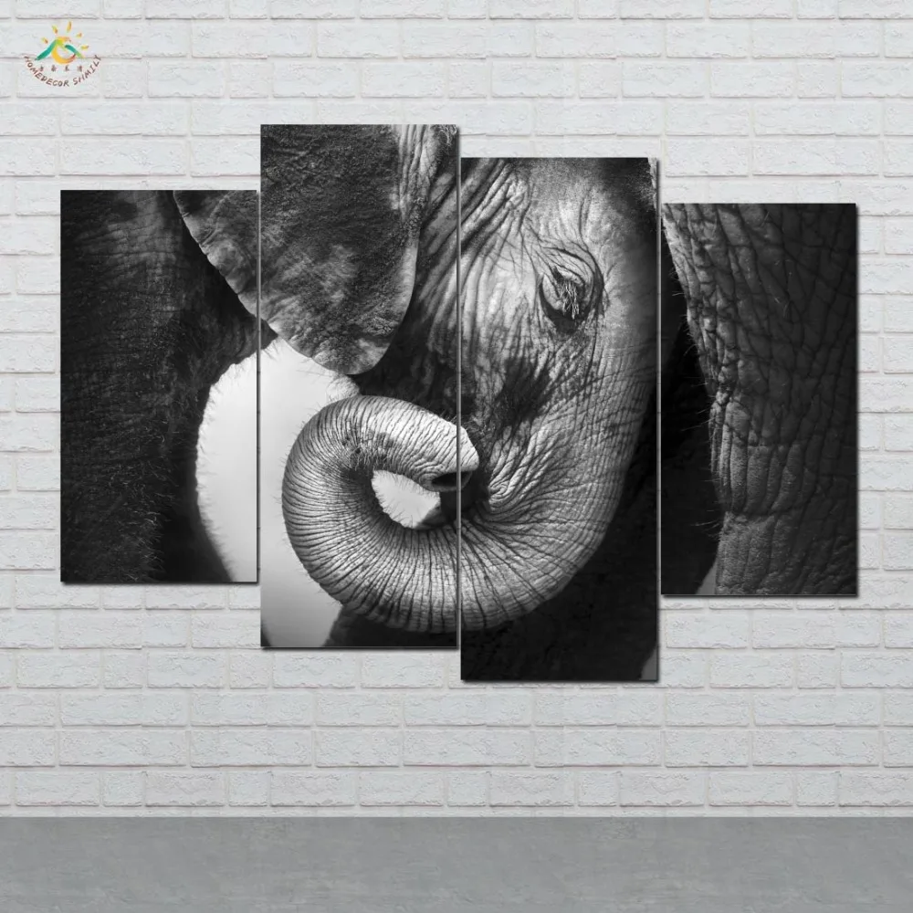 

Baby Elephant and its Mom Picture And Poster Canvas Painting Modern Wall Art Print Art Wall Pictures For Living Room 4 PIECE