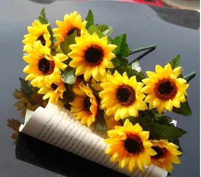 Hot sell display flower real touch non-polluting sun flower Artificial Flower Simulation Wedding or Home Decorative Flower