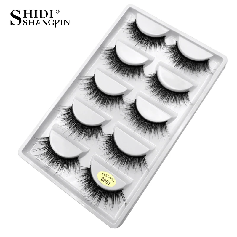 SHIDISHANGPIN 5 Paar Natürliche 3D Nerz-Wimpern, Künstliche Nerz-Wimpern, Falsche Wimpern, Volle Streifenwimpern, Cilios Faux Cils – Detail 3