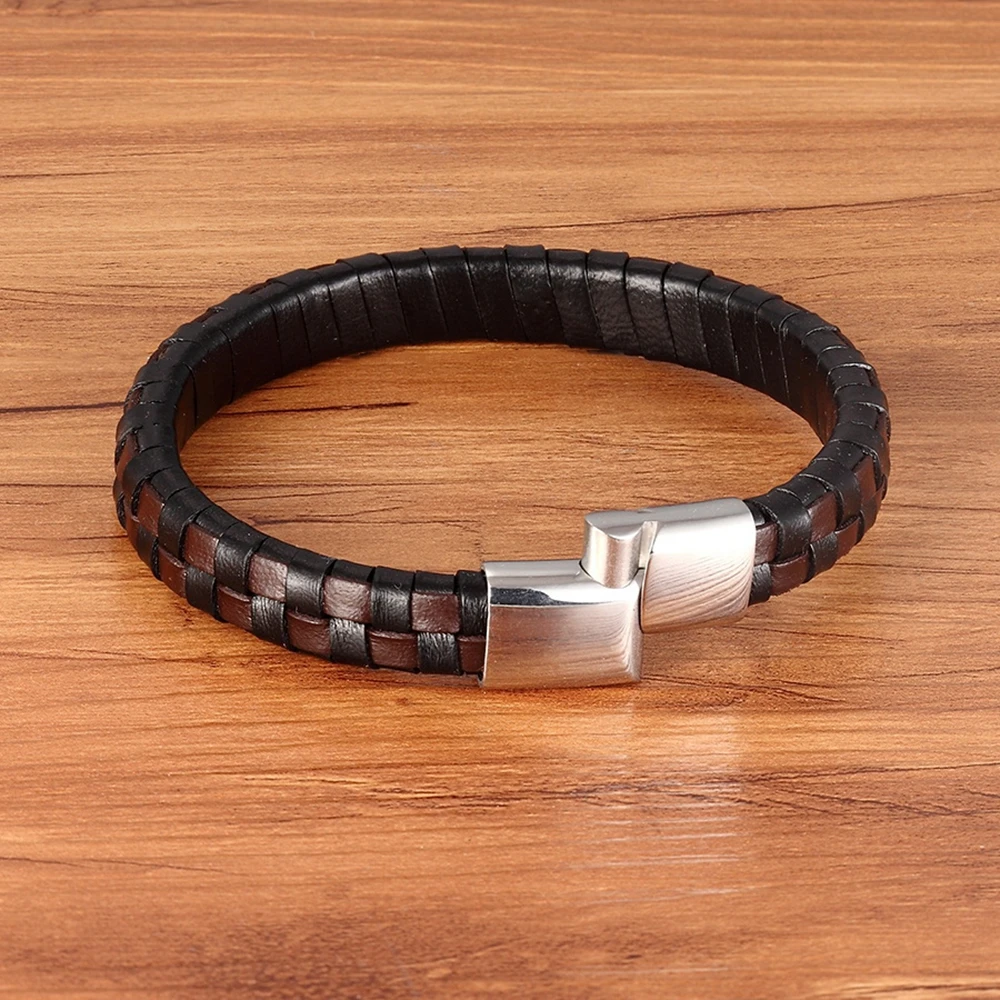 XQNI Classic Design Hand-woven Bracelet Personality Gift For Men Genuine Leather Bracelet&Bangle Special Birthday Party Jewelry