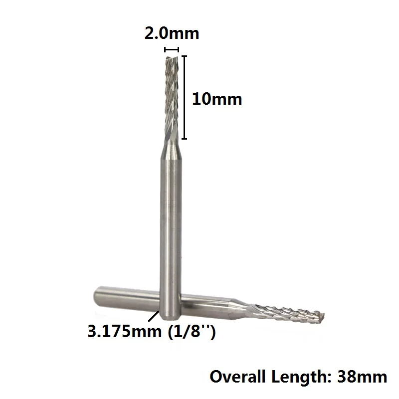 10pcs PCB Milling Cutter 2.0/2.1/2.3/2.4/2.5mm Corn Router Bit Tungsten Carbide Mini CNC Engraving Bit End Mills