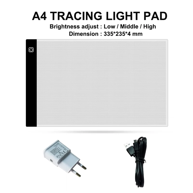 1 SET 0.4 MM Ultra thin A4 Led Light Pad Copy Pad Tattoo Drawing Tablet Led Tracing Painting Board