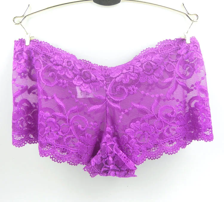 Sexy Brand Underpants Women Boxer Shorts Lace Panties Boyshort Female Knickers Full Lace Transparent Boxers Underwear