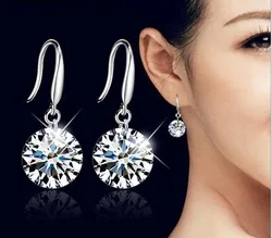 Boucles d'oreilles en argent regardé S925 pour femmes, bijoux fins authentiques, boucles d'oreilles en cristal, micro ensemble pour jumeaux, nouveau