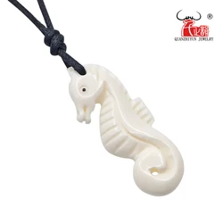 GX082 Natural yak bone sea horse necklace original personality necklace men hippocampus pendant handmade jewelry for gift