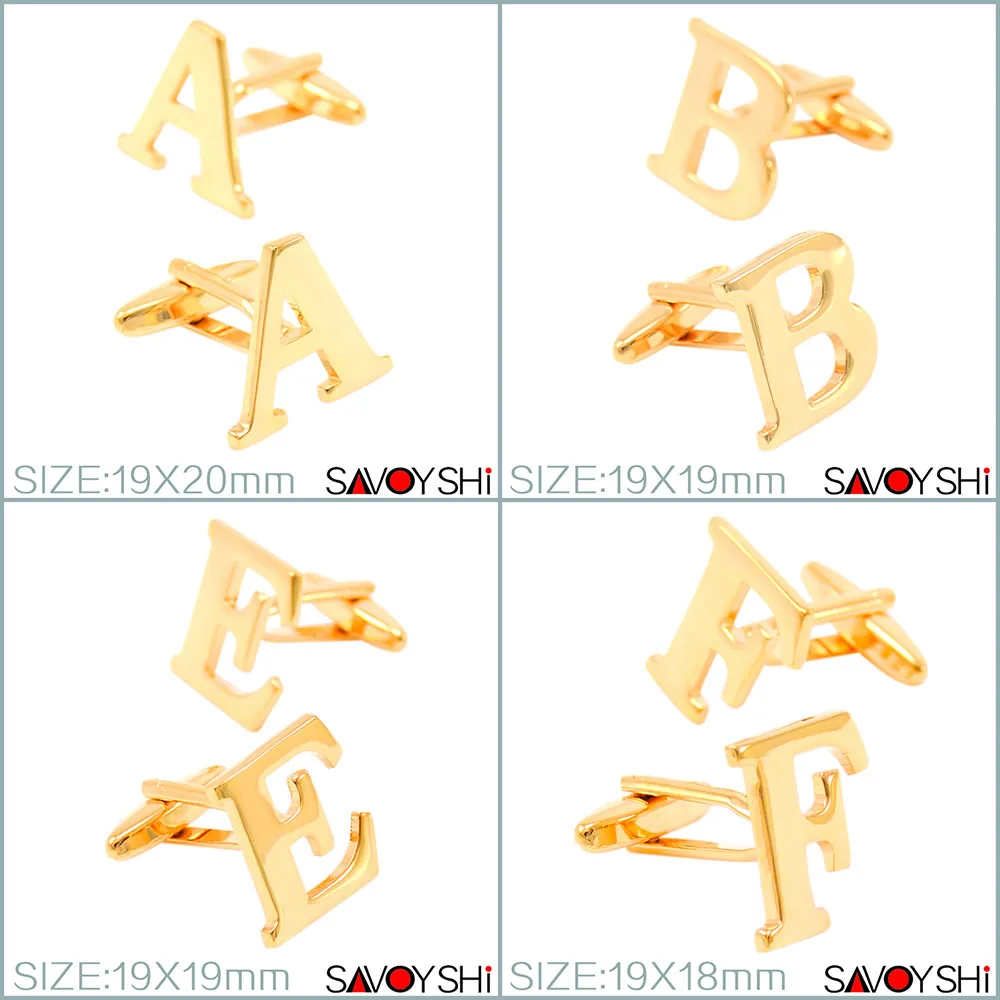 

Luxury Gold-color 26 Letters Cufflinks for Mens Shirt Cuff Accessories High quality Cufflinks Wedding SAVOYSHI Brand Jewelry