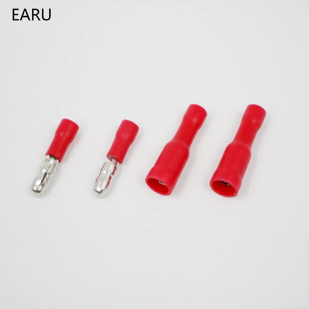 50pcs Red Male Female Bullet Insulated Connector Crimp Terminals Wiring Cable Plug FRD1.25-156 FRD1-156 MPD1.25-156 MPD1-156