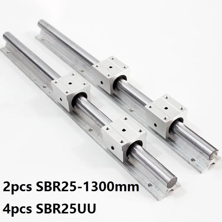 

2pcs SBR25 25mm 1300mm Support Linear Guide Rail + 4pcs SBR25UU Linear Bearing Sliding blocks CNC Router