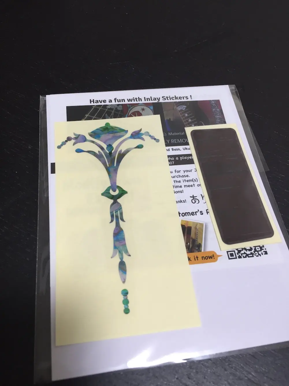 Inlay Sticker Decal Guitar Headstock In Abalone Theme - Old Torch Abalone Mixed Color