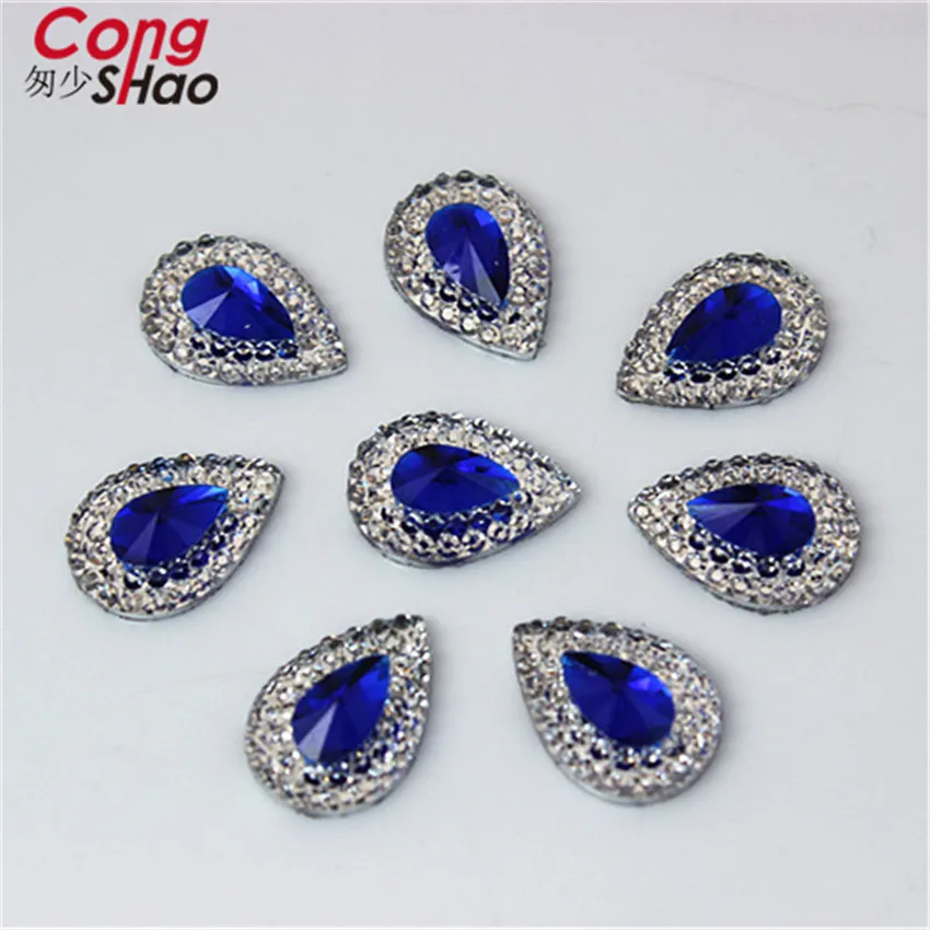 Cong Shao 50 pz 10*14mm colorato goccia Flatback pietre e cristalli resina strass trim costume pulsante decorazione fai da te ZZ284