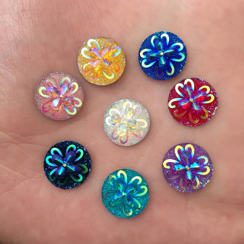 DIY 60PCS 12mm AB round Resin Rhinestone Flatback Scrapbooking for phone/wedding D78