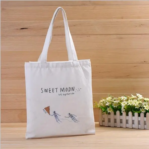 

200 pcs/lot Sweet M two colours customized Logo tote bag cotton , Canvas Shopping Bags ,Free Shipping