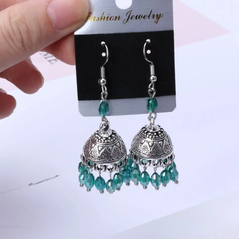 Retro Indian Bollywood Jhumka Jhumki Crystal Women Drop Earring Ethnic Gypsy Jewelry