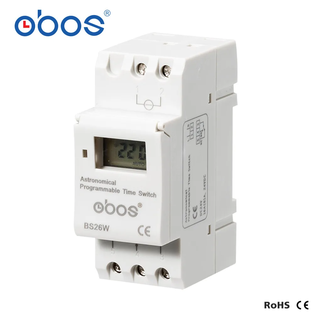 مفتاح الوقت الفلكي القابل للبرمجة ، BS26W AC220V ، مؤقت رقمي قابل للبرمجة ، 16 أ ، جهد قابل للاختيار ، AC110V DC12V DC24V