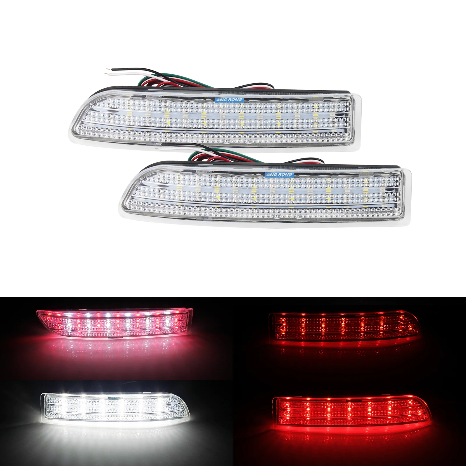 

ANGRONG 2X LED Rear Bumper Reflector Brake Stop Light For Toyota Avensis Estima Previa Alphard MKI RAV4