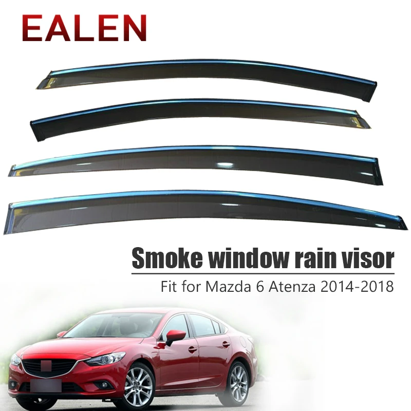 EALEN For Mazda 6 Atenza 2014 2015 2016 2017 2018 ABS Vent Sun Deflectors Guard Accessories 4Pcs/1Set Smoke Window Rain Visor