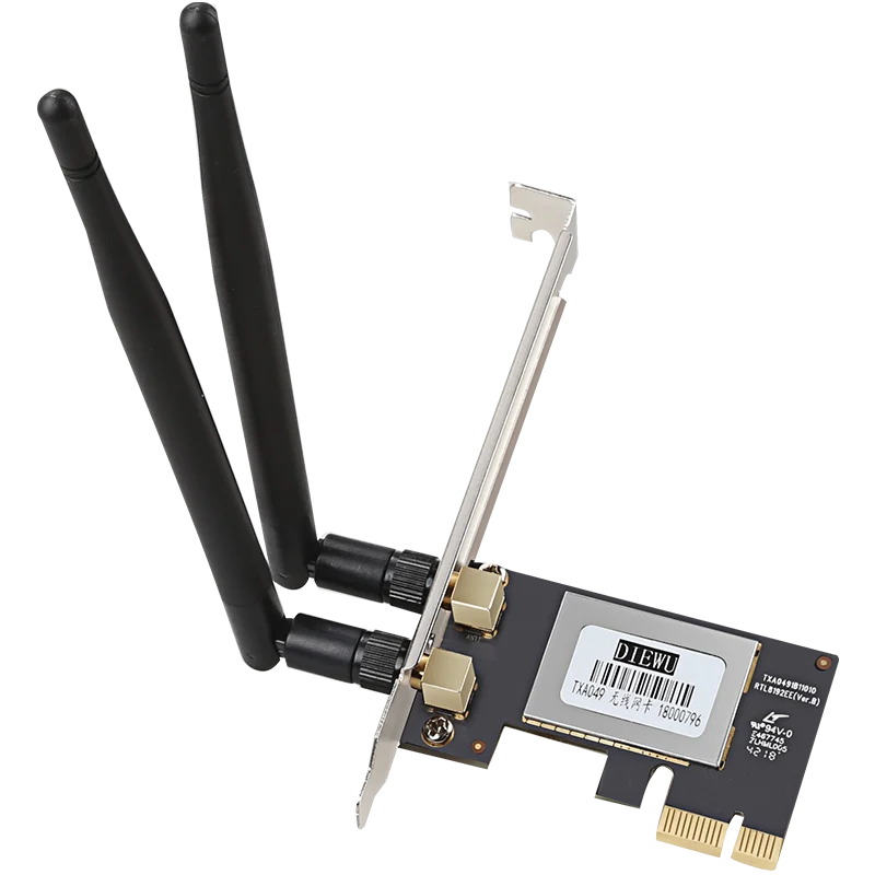 DIEWU desktop PCIe WIFI wireless 300Mbps lan card mini pci-e 2 antenna