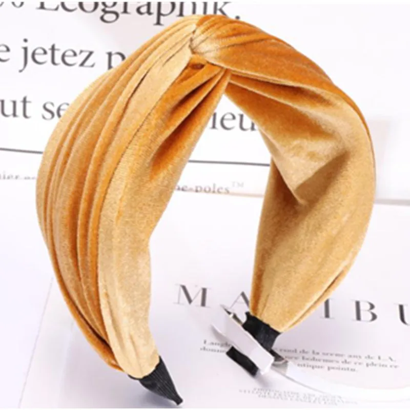 

Wide Velvet Headband Women Solid Color Fabric Hairband Knot Women Hair Accessories Head Wrap Autumn/Winter Headdress Head Band