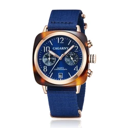 Reloj de moda novedosa para mujer, banda de lona azul y oro rosa, relojes de pulsera de cuarzo para mujer, cronógrafo deportivo, relojes de pulsera para mujer