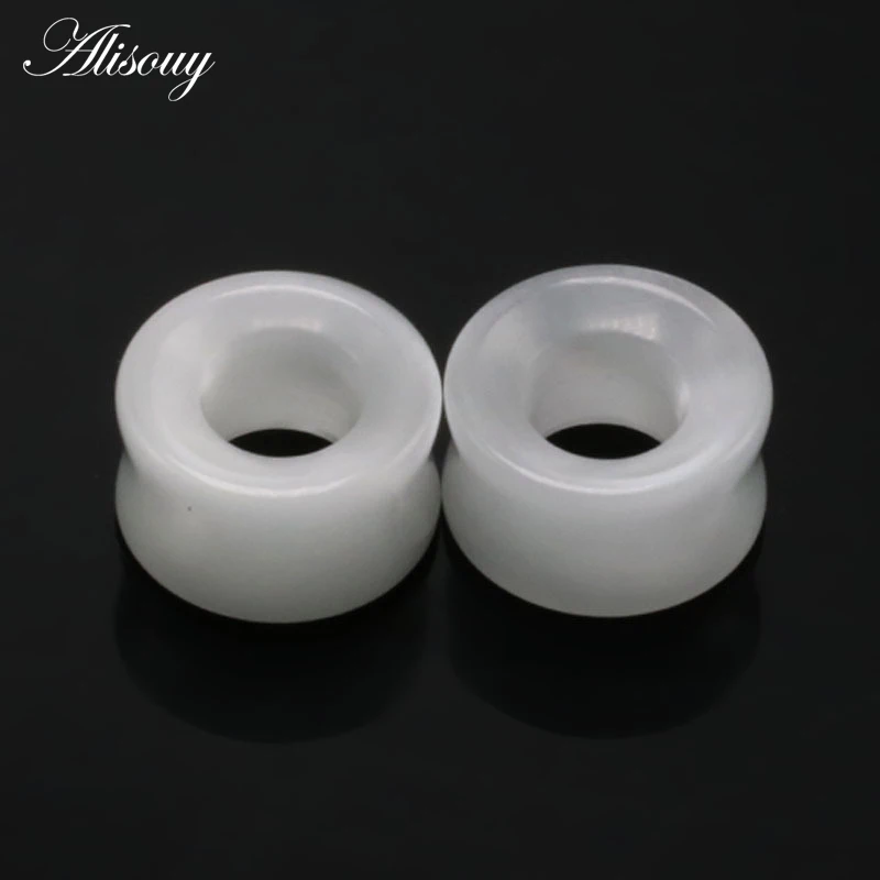 Alisouy 2pcs stone Ear Expander Piercing tunnel nature Stone Ear Plugs Tunnels Gauges 6-16mm ear Expander Body Piercing Jewelry