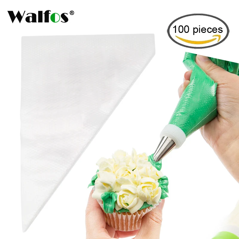 

WALFOS 100pcs Disposable Piping Bag Pastry Bag Icing Piping Cake Cupcake Decorating Tools/Bags Cake Tools Icing Bag