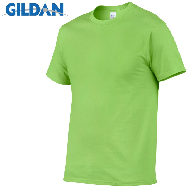 1 PCS Gildan Quality Men\'s Summer 100% Cotton T-Shirt Men Casual Short Sleeve O-Neck T Shirt Comfortable Solid Tops Tees