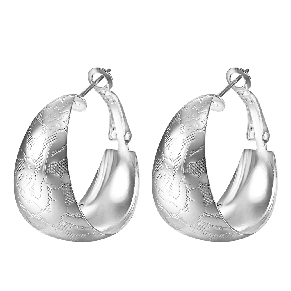 

cheap large round silver plated hoop earring for women factory hot sale fashion jewelry large size lovely earring gift wholesale